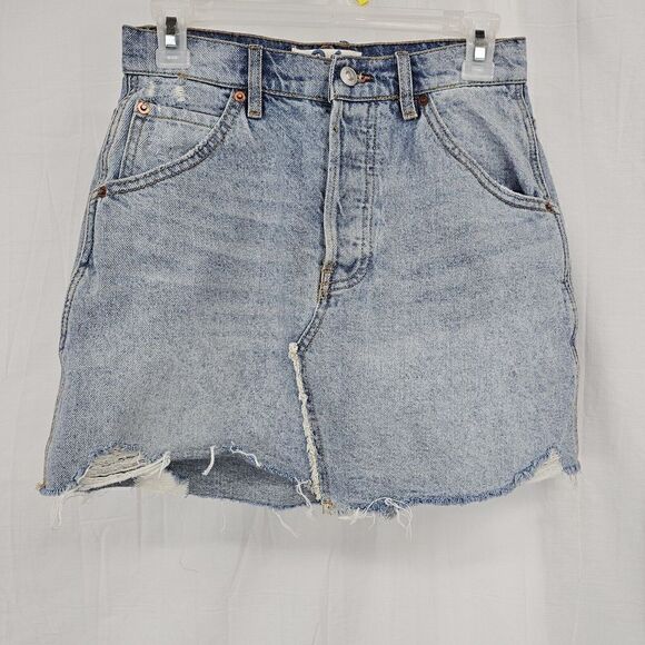 Free People We The Free Brea Cut Off Mini Skirt Women's Size 26 Button Fly Denim - Picture 3 of 9